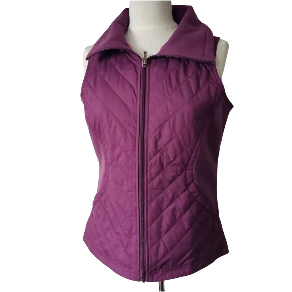 Columbia Womens Plum Purple Quilted Full Zip Fleece Panel Vest Size Small